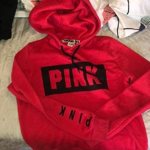 Comfy cropped pink hoodie